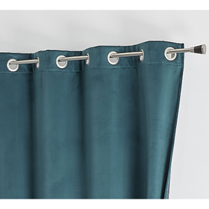 Rideau isolant et occultant en velours doublé polaire - Bleu Paon