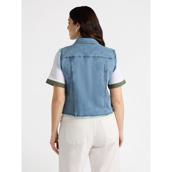 Fiorella Rubino - Chaleco de tejido vaquero - Light - blue