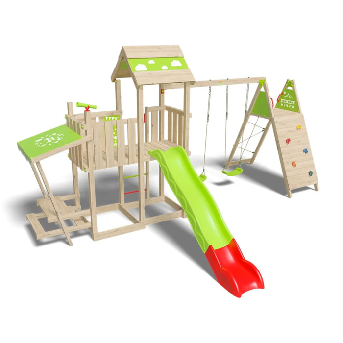 Aire de jeux bois 2,20 m ZESTY XPRESSION XL - 14 enfants