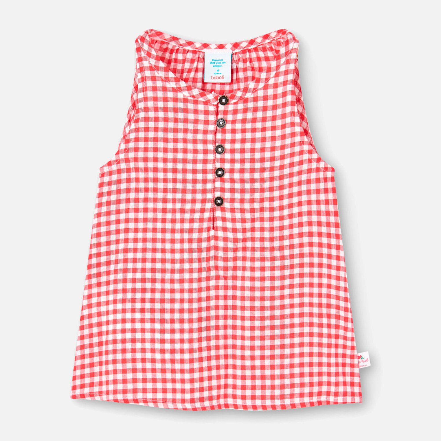 Blusa niÃ±a, viscosa, estampado de cuadros, rojo, tirantes