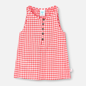 Blusa niÃ±a, viscosa, estampado de cuadros, rojo, tirantes