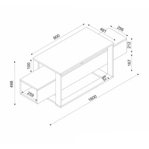 Mobile porta TV Dgiacint, Credenza da soggiorno, Armadio basso per TV, Base parete attrezzata, 160x46h50 cm, Bianco e Oro