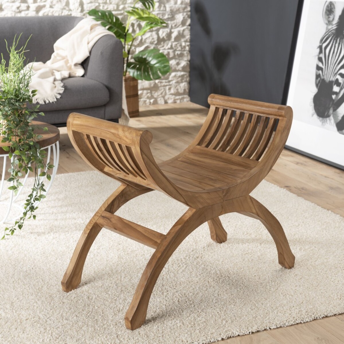 API - Tabouret / Yuyu 1 place bois Teck marron