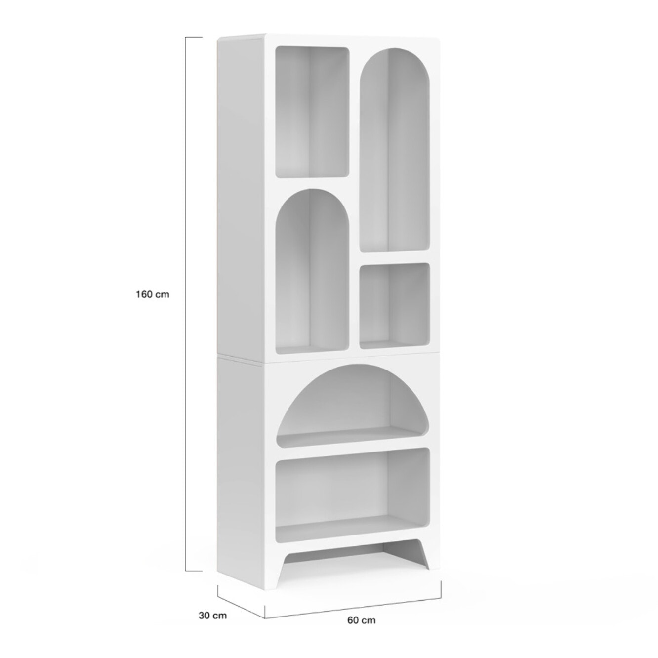 Etagère organique 6 compartiments blanche 160cm