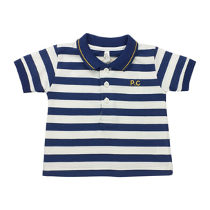POLO JERSEY RIGHE BIANCO BLU GRANCHIO