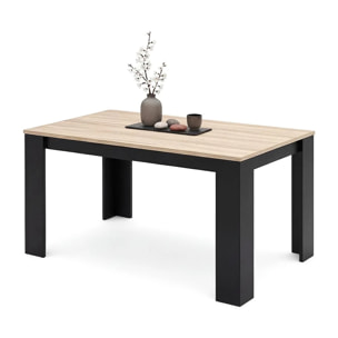 Mesa de comedor Naya en negro y roble canadian 140X80 cm Negro - Roble Canadian