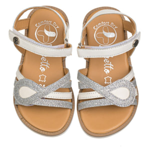 Sandalia en piel con velcro