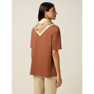 Oltre - T-shirt con foulard - Marrone