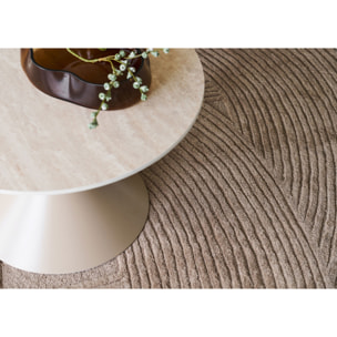 Tavolino da salotto Annecy in ceramica effetto travertino e acciaio ø70 cm