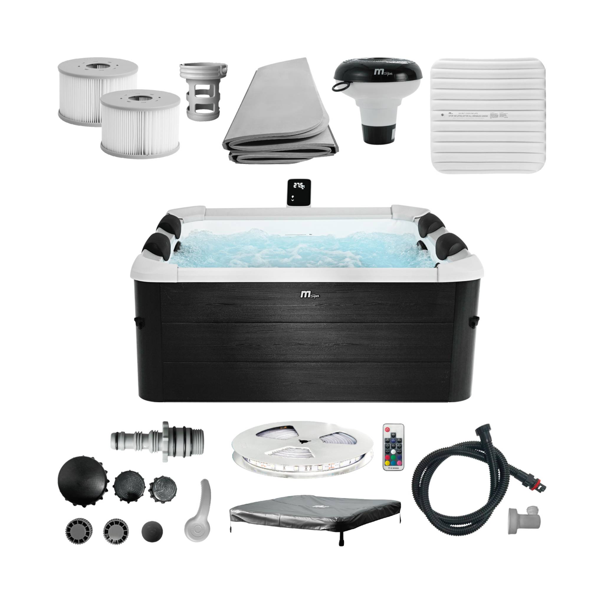 Spa rigide 6 places 180cm carré hydromassages 4 coussins bâche + housse thermique SPA OSLO PLUS AERO AVEC HOUSSE