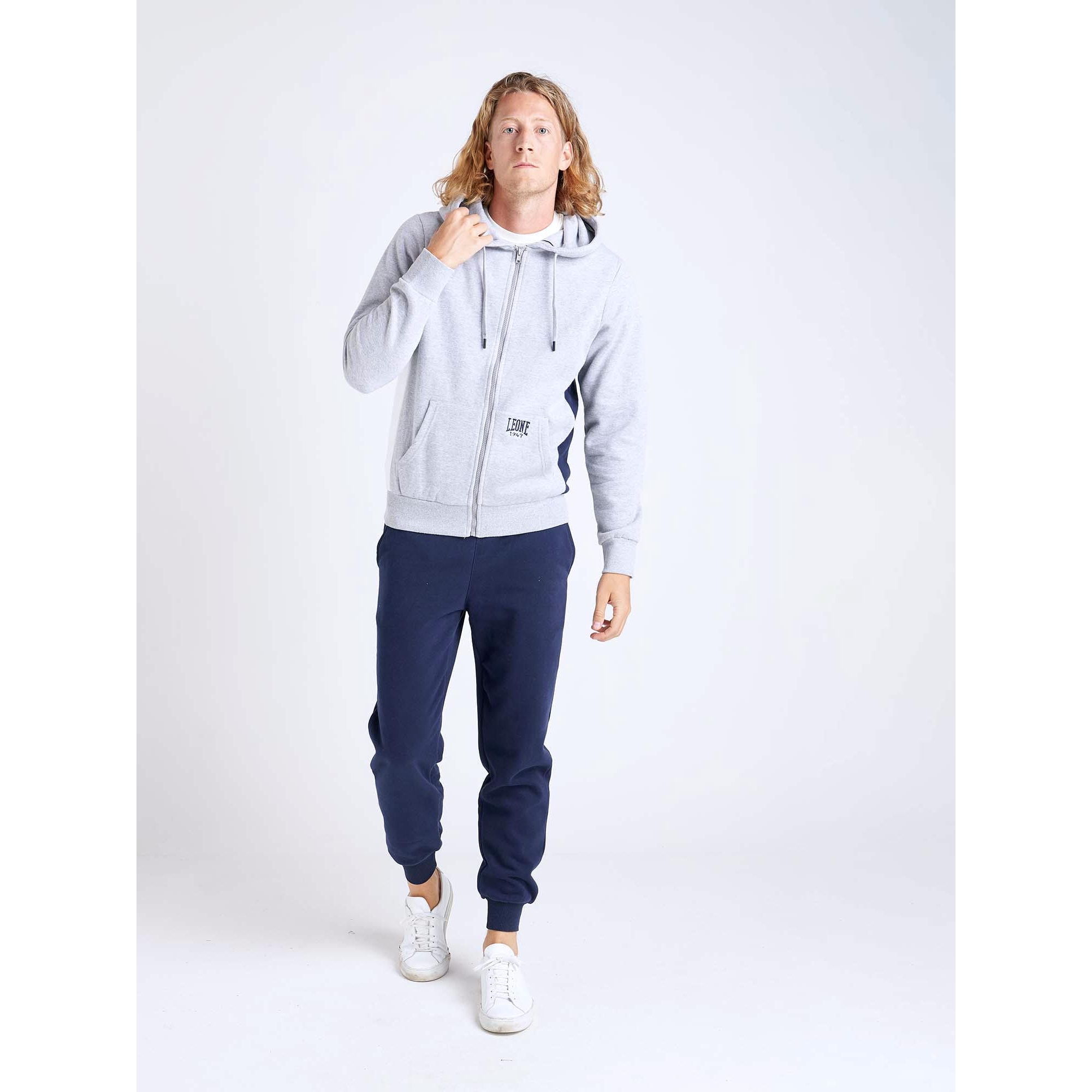 Tuta uomo con cappuccio e zip College Ash