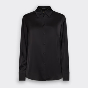 Elena Mirò - Camicia in raso di viscosa stretch - Nero