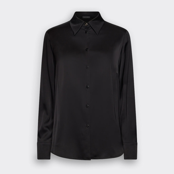 Elena Mirò - Camicia in raso di viscosa stretch - Nero