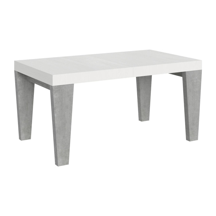 Mesa extensible 90x160/264 cm Spimbo Mix tapa Fresno Blanco patas Cemento