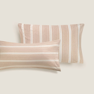 Funda de almohada punto de algodón rayas Punri color beige Punto de algodón