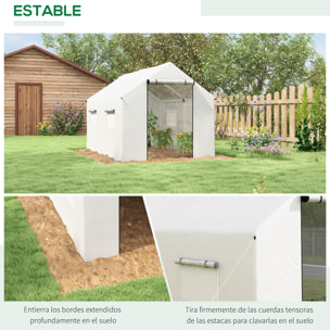 Invernadero de Exterior 2x3x2 m Invernadero de Túnel con 4 Ventanas de Malla y Puerta con Cremallera Invernadero de Huerto Anti-UV para Patio Jardín Blanco