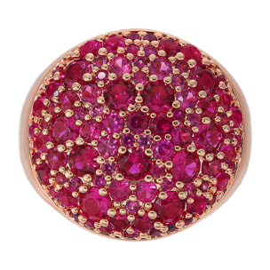 Anello Chevalier con Tondo Pavé in Cubic Zirconia Fucsia