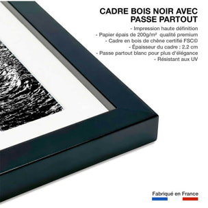 Poster surf au clair de lune Affiche sous cadre noir