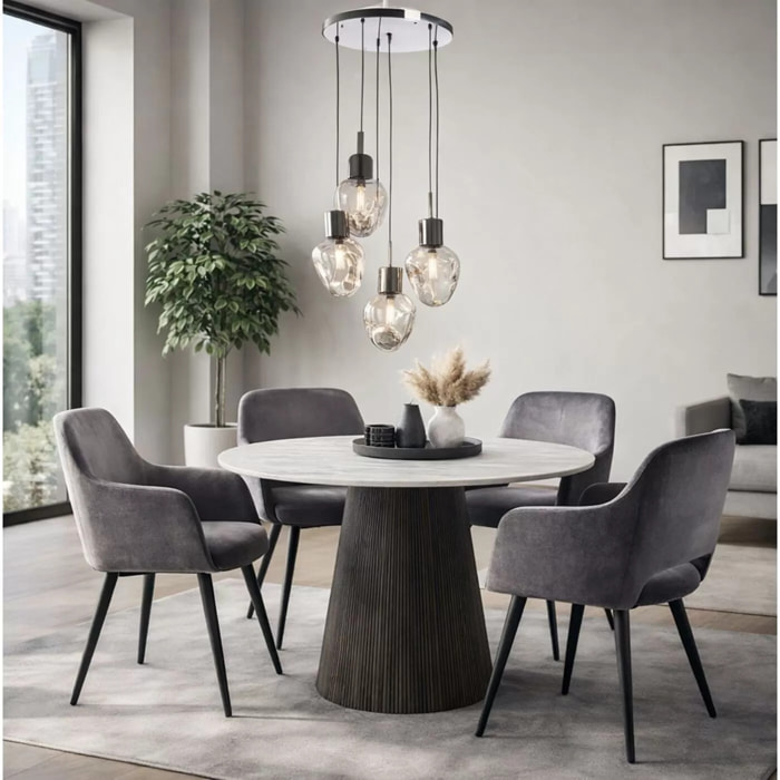 Ensemble table et 4 chaises Francisco Glenn gris Kare Design