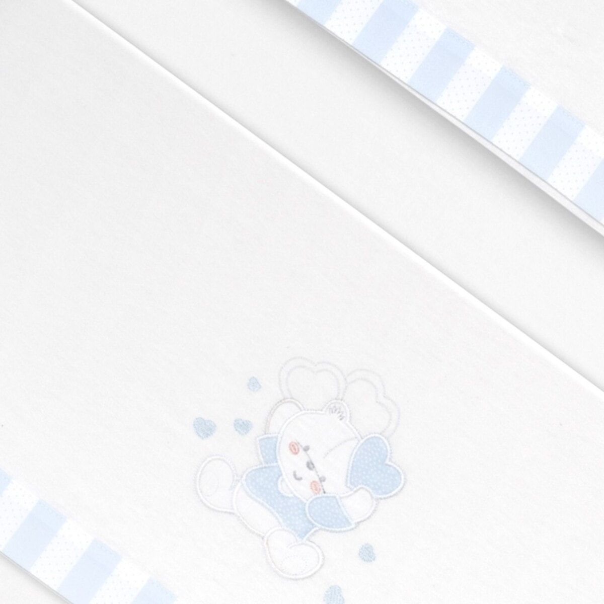 Triptico Coche Coralina D. Algodon Oso Corazones Bco/Azul