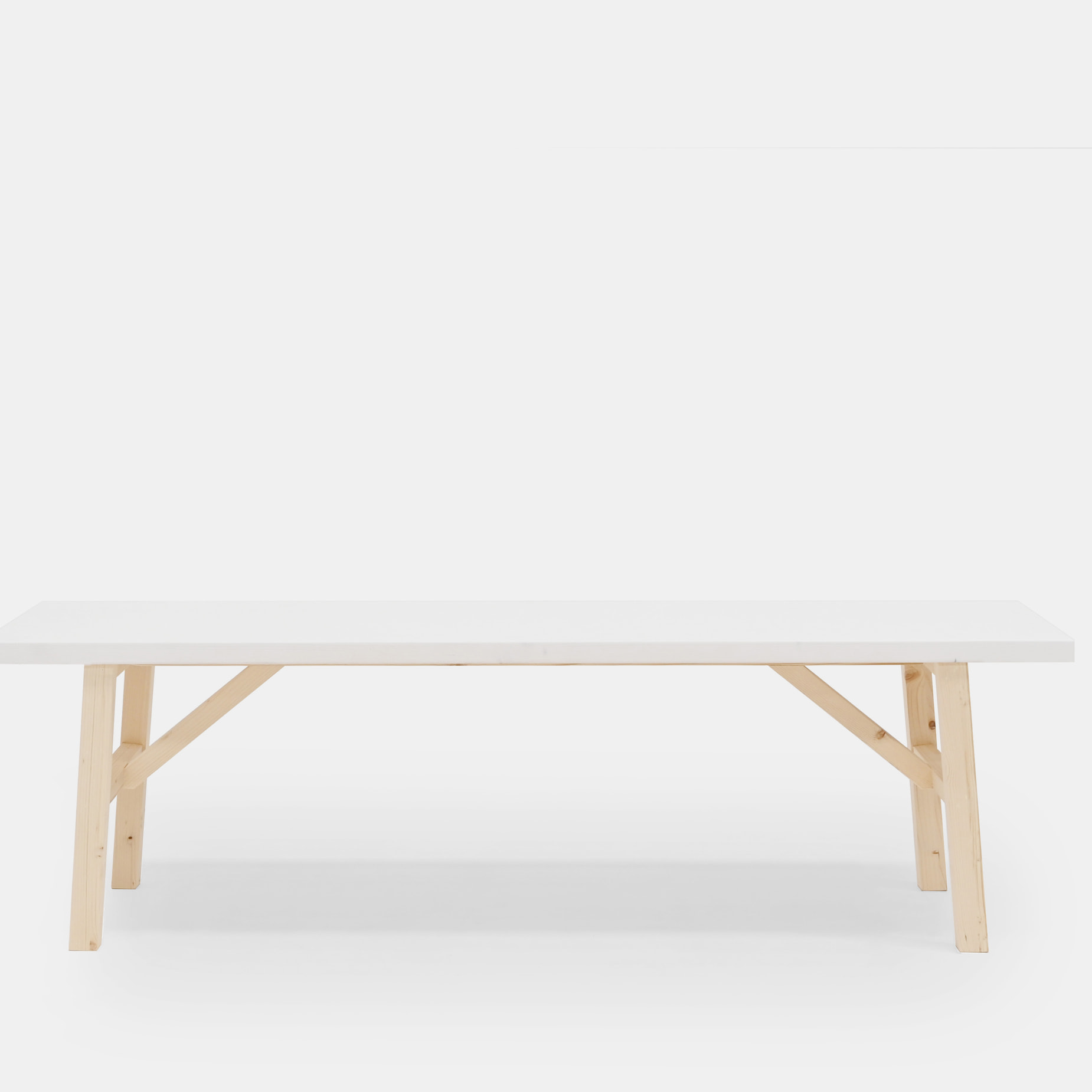 Banc en bois massif blanc en différentes tailles