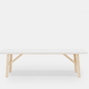 Banc en bois massif blanc en différentes tailles