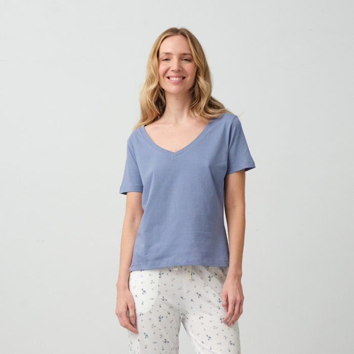 Camiseta algodón sostenible manga corta Martini color azul 100% Algodón
