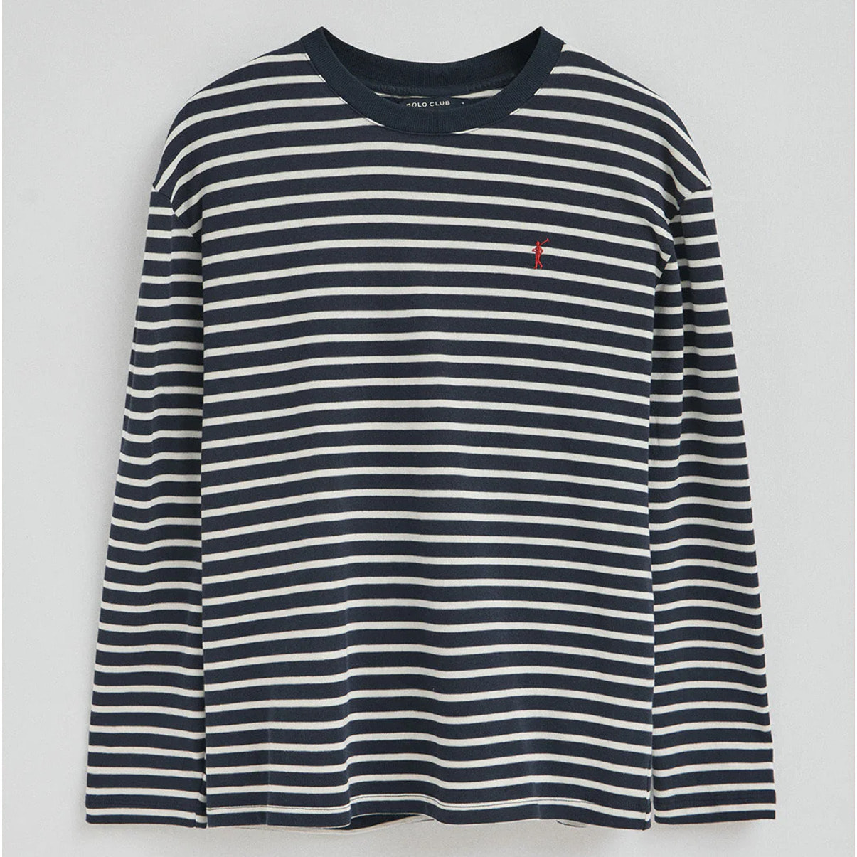 Camiseta a rayas azul marino y color crudo con logo bordado Rigby Go
