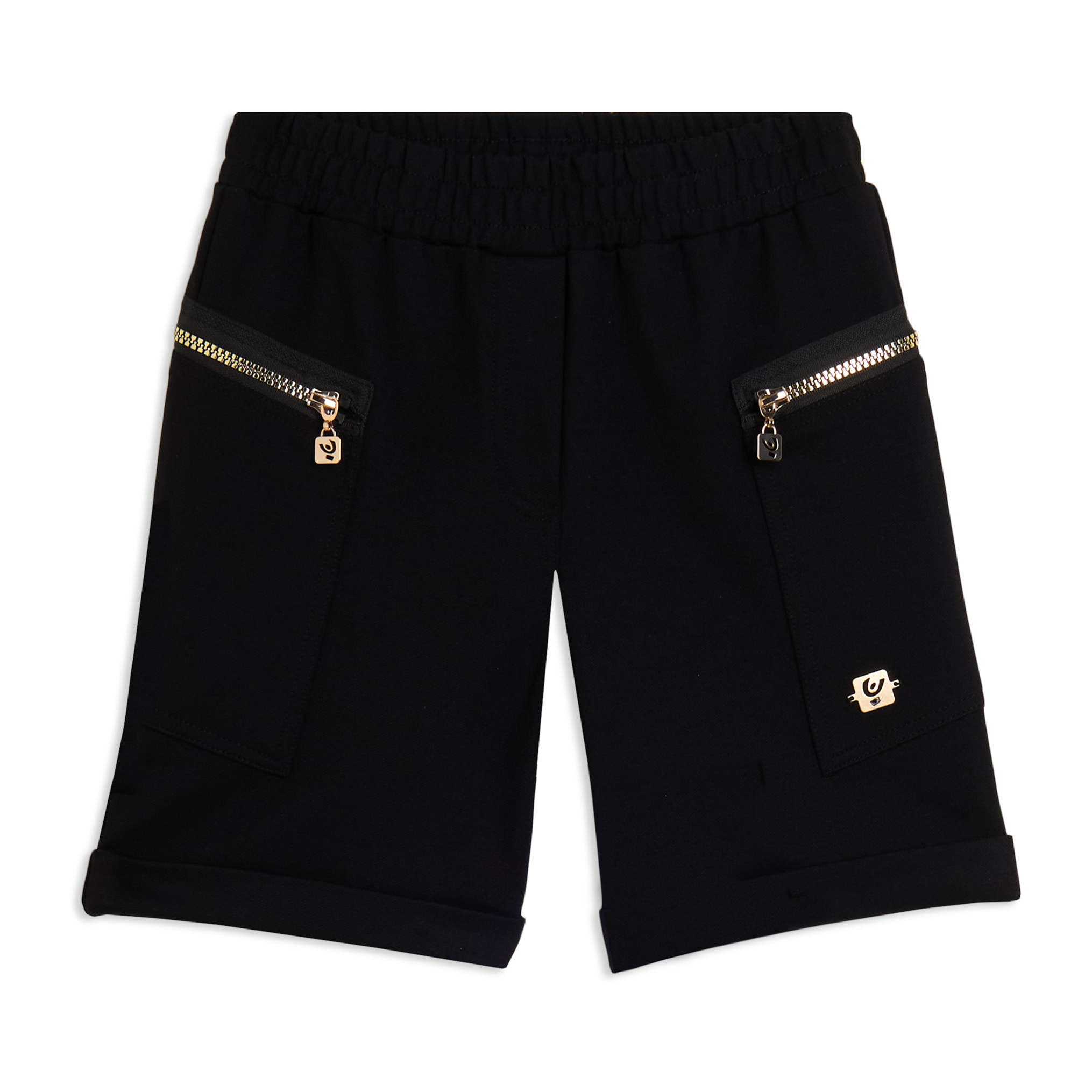 Shorts Junior con zip dorate e risvolto