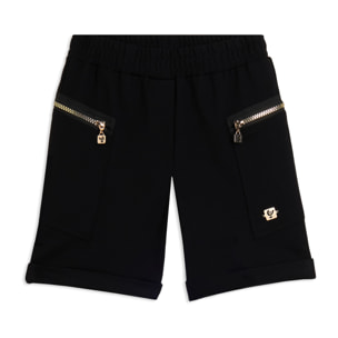 Shorts Junior con zip dorate e risvolto