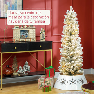 Árbol de Navidad 150 cm Árbol de Navidad Artificial Nevado con 120 Luces LED 263 Ramas y Soporte de Metal Árbol de Navideño para Salón Verde y Blanco