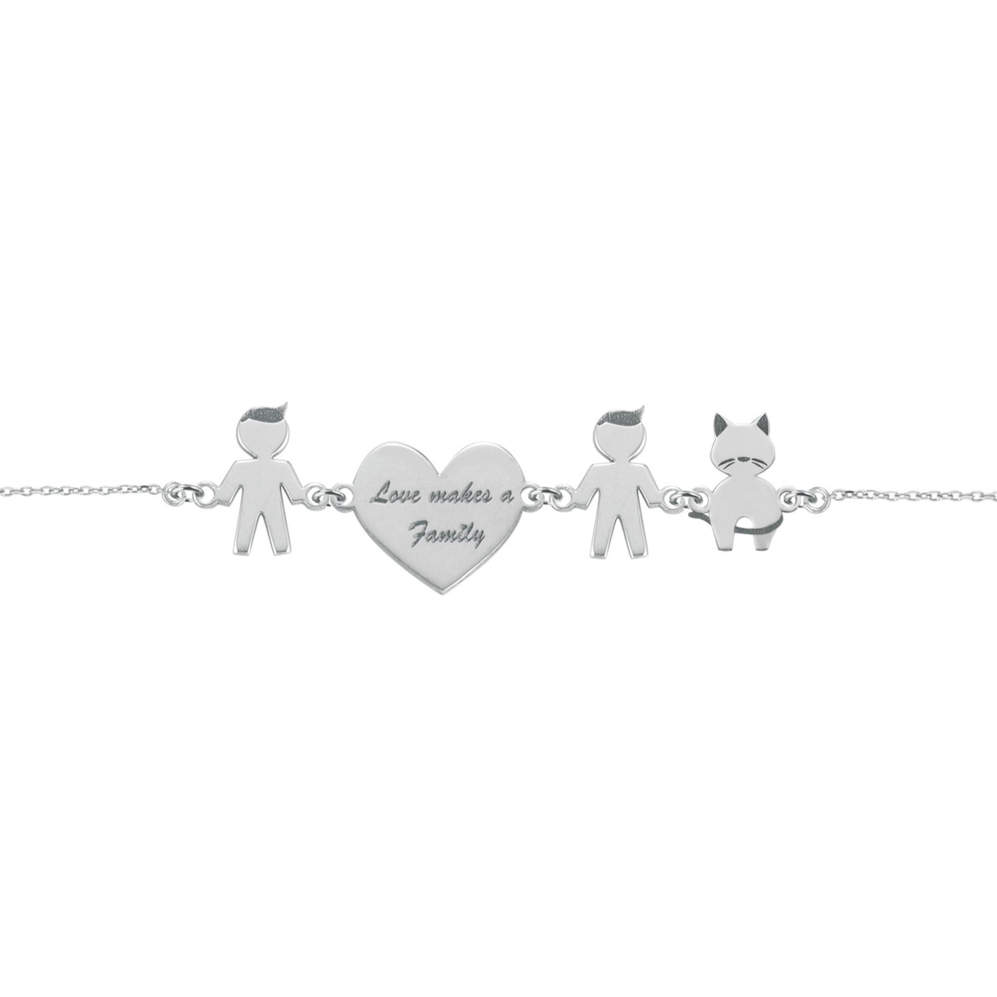 Bracciale Love Makes a Family Bimbo-Cuore-Bimbo-Gatto Argento