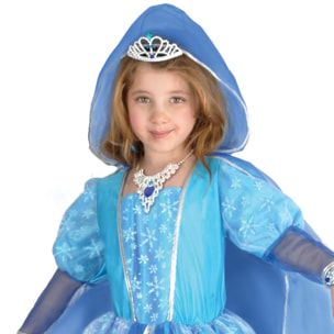 Principessa Cristallo Di Ghiaccio Costume Carnevale Bambina Con Gioielli