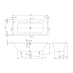 Baignoire droite VILLEROY & BOCH Architectura avec pieds 170 x 75 cm Blanc + Pare Bain gauche AURYS Mist 1 chromé
