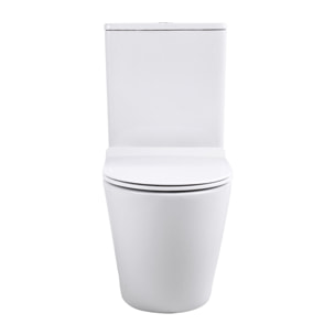 WC à poser sans bride en céramique + abattant SoftClose + réservoir de chasse, alimentation par le bas, blanc (CEPX030RREXVPBI)