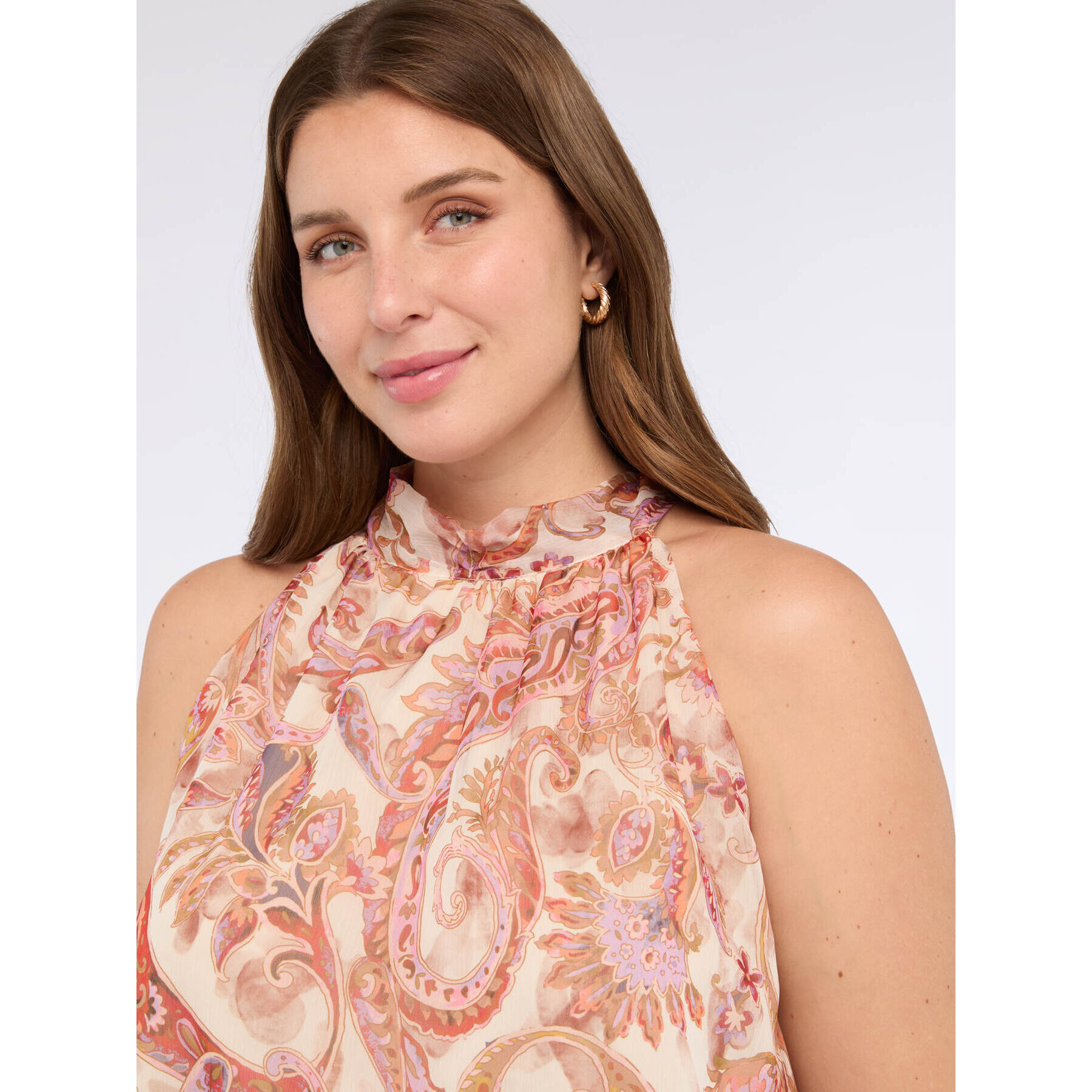 Fiorella Rubino - Top stampa paisley in creponne - Rosa
