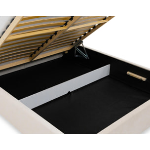 John - lit coffre - 160x200 cm - en velours - sommier inclus - Beige