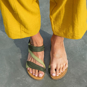 Sandalias N5810S NOBUCK LAVADO KAKI-CUERO/ PANGLAO color Kaki-cuero