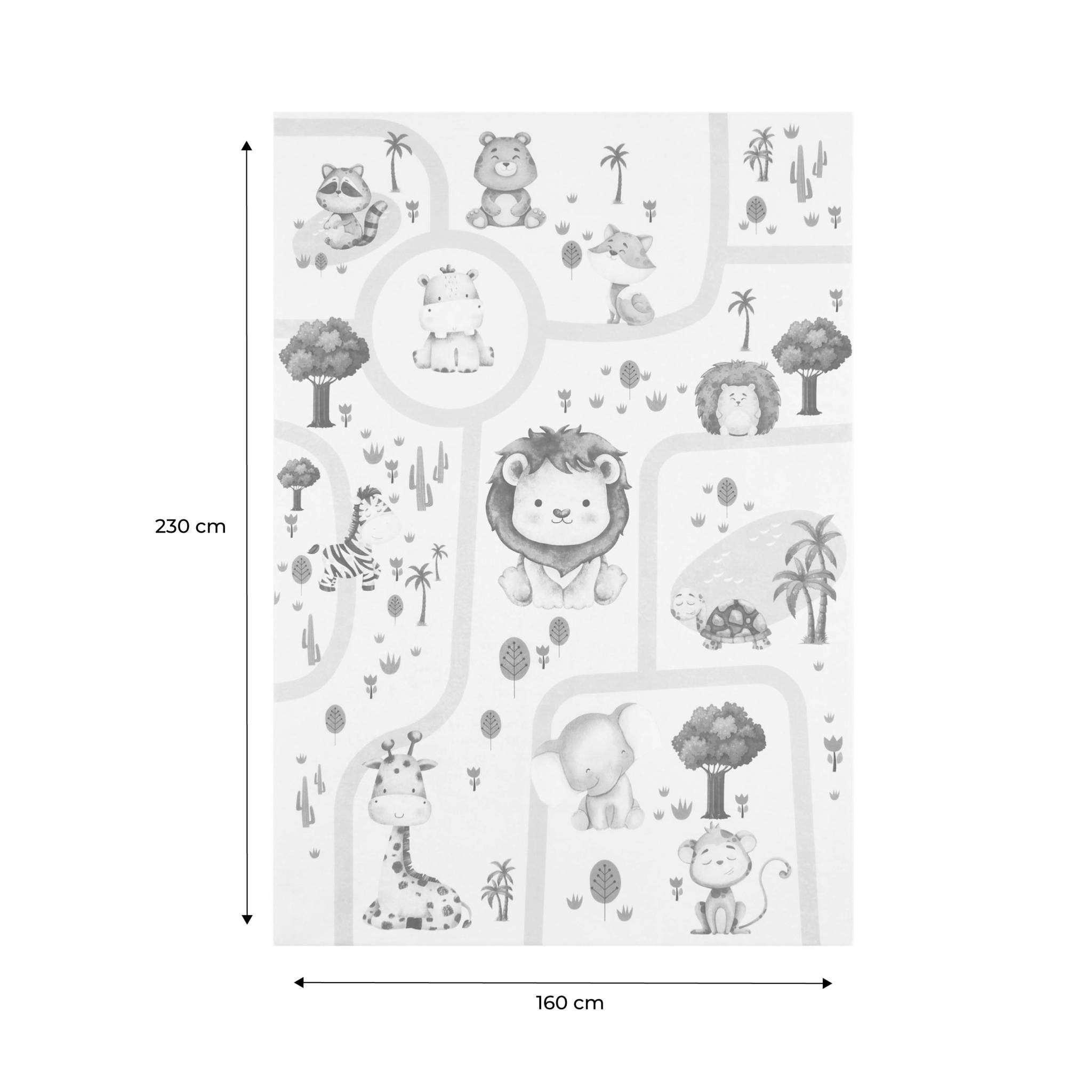 Tapis intérieur enfant blanc imprimé animaux MARTI