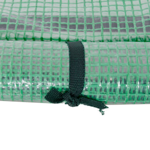 Serre de jardin tunnel serre à tomates dim. 2L x 1l x 0,8H m porte zippée enroulable bâche PE acier vert