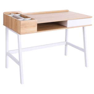 Mesa de Ordenador Escritorio de Madera 100x55x81,5cm Blanco