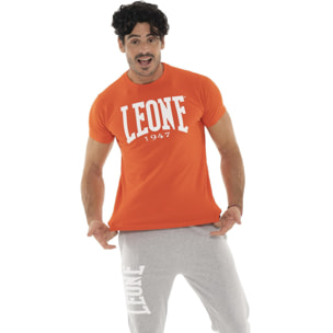 Camiseta de manga corta de algodón elástico con gran logo Leone Basic
