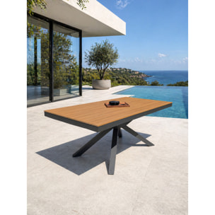 LAMU - Table de jardin en alu plateau polywood aspect bois - Gris anthracite