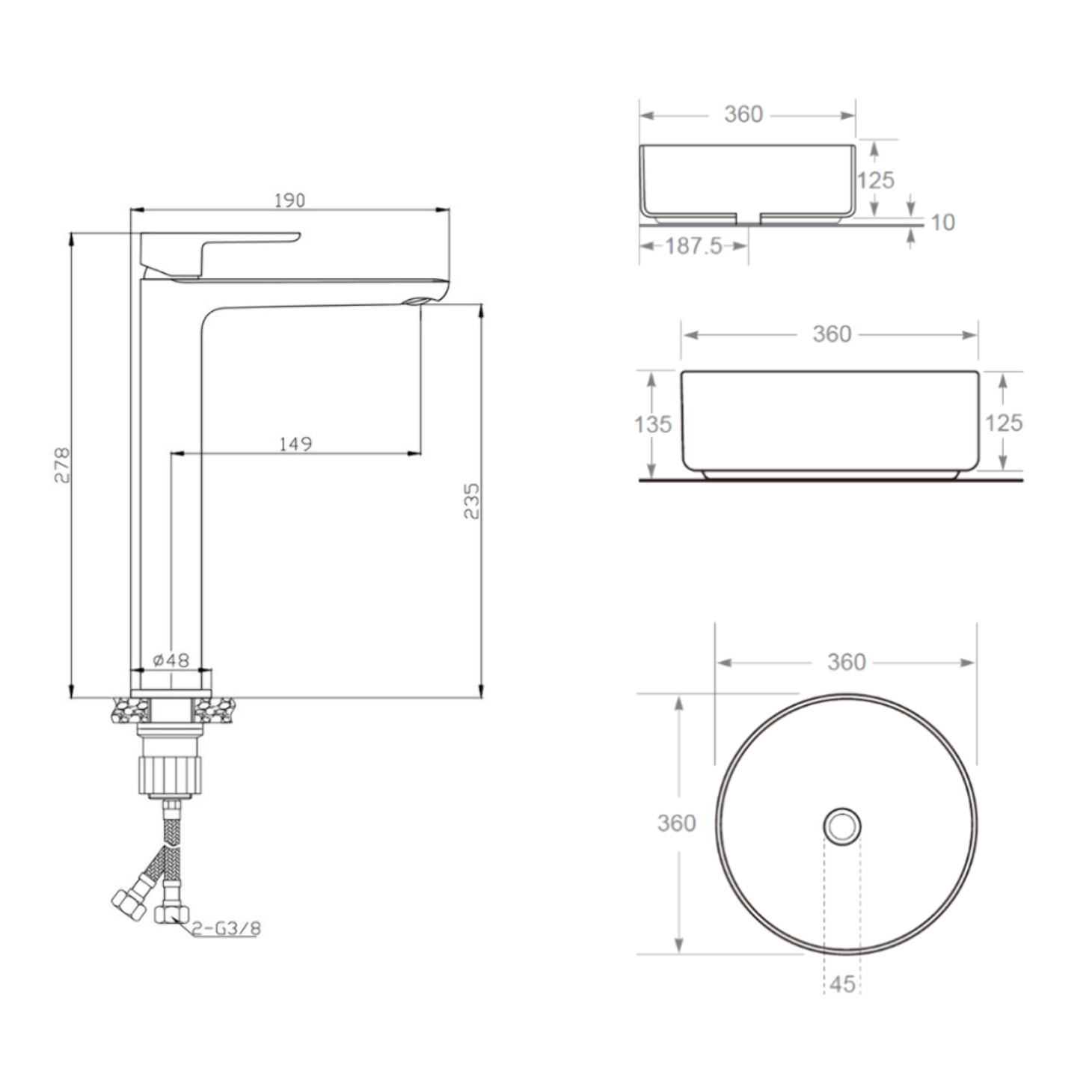 PixL 36 x 12,5 cm vasque à poser + Swiss Aqua Technologies Mood mitigeur lavabo XL + Ceramia PixL bonde (CEPX36PMSAT285C)