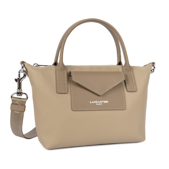 Sac cabas main - Storm KBA - Toile enduite garnie cuir de vachette - 20 x  16 x  8 cm