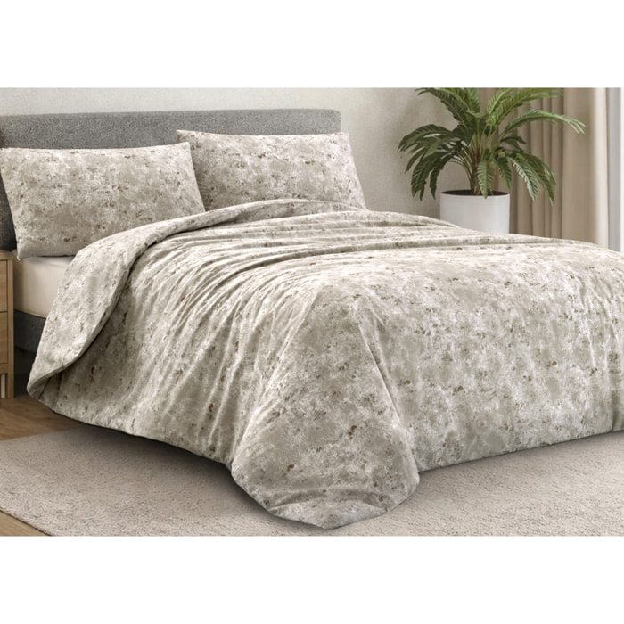 Parure Copripiumino in 100% Cotone Made iun Italy Elegante Disegno Mitril Colore Bronzo