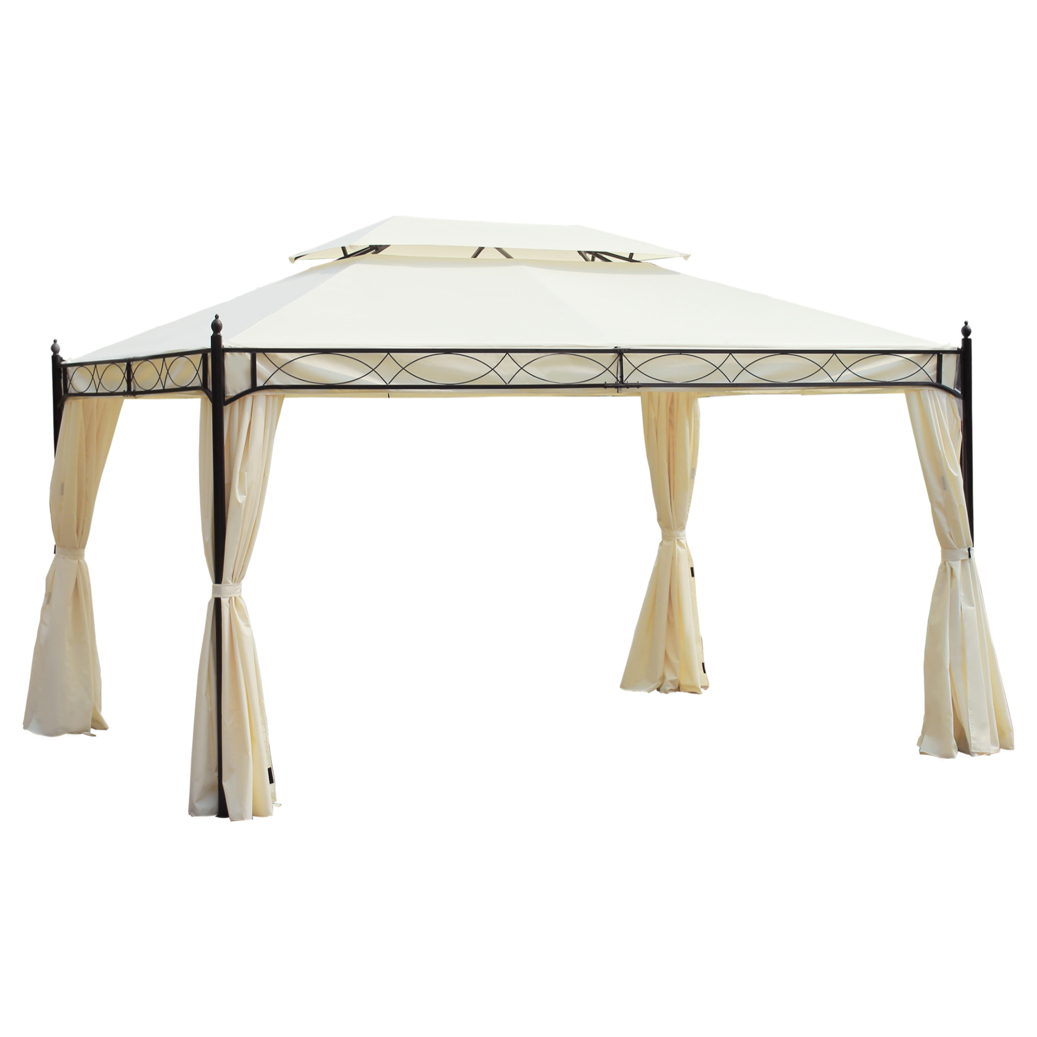 Pérgola Cenador de Jardín de Acero y Poliéster 3x4m Blanco