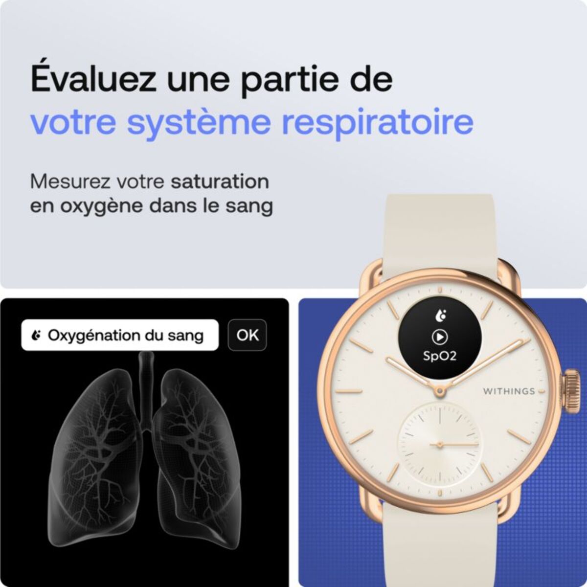 Montre santé WITHINGS Connecté Scanwatch 2 Rose Gold Sand 38mm