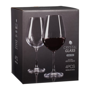Juego de 4 copas de vino tinto cristalinas de 690ml