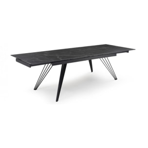 Table extensible en céramique marbré noir L160/240cm - 9 piètements - UNIK